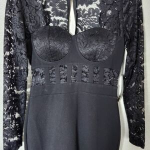 Haute Monde Black Lace Mini Dress